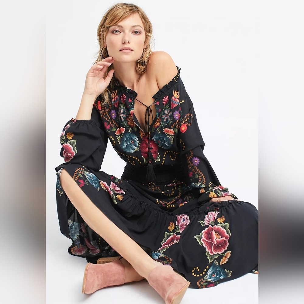 FARM Rio Black Floral Maxi Dress - Picture 2 of 8